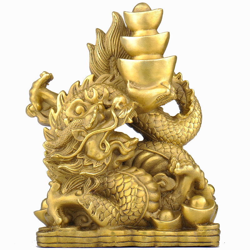 普生缘纯铜铜元宝龙单龙盘龙家居客厅办公室装饰品工艺品摆件