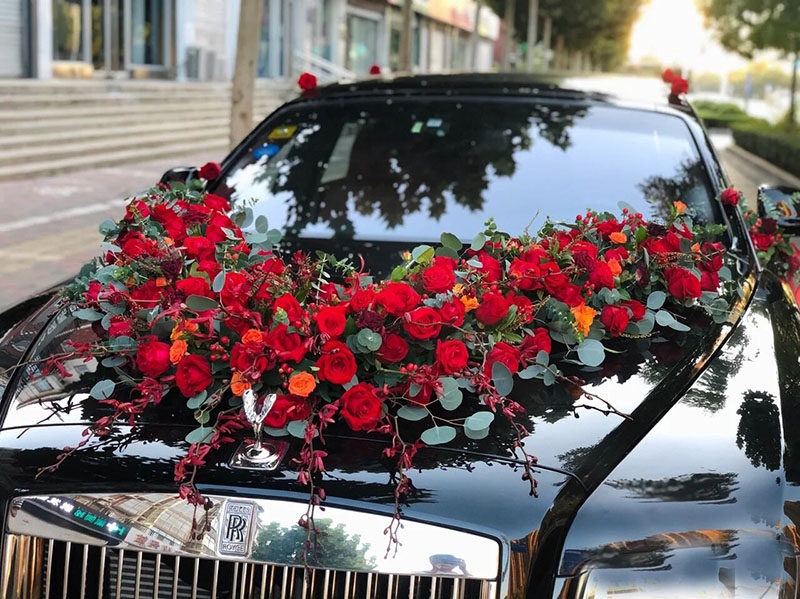 鲜花武汉主婚同城速递花车装饰武昌汉口汉阳婚车鲜花