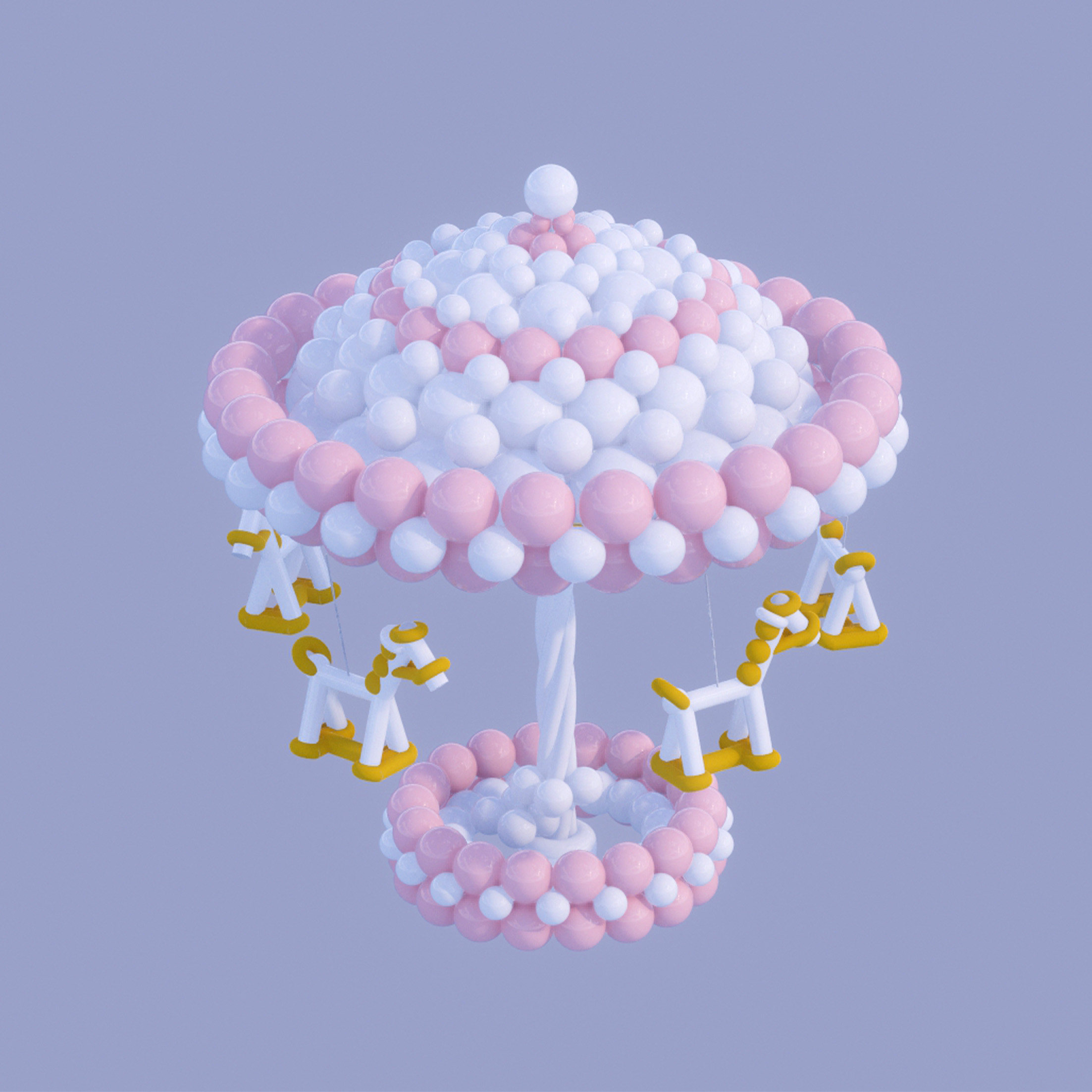 热销网红旋转木马气球造型 教学视频 生日派对布置装饰宝宝宴教程