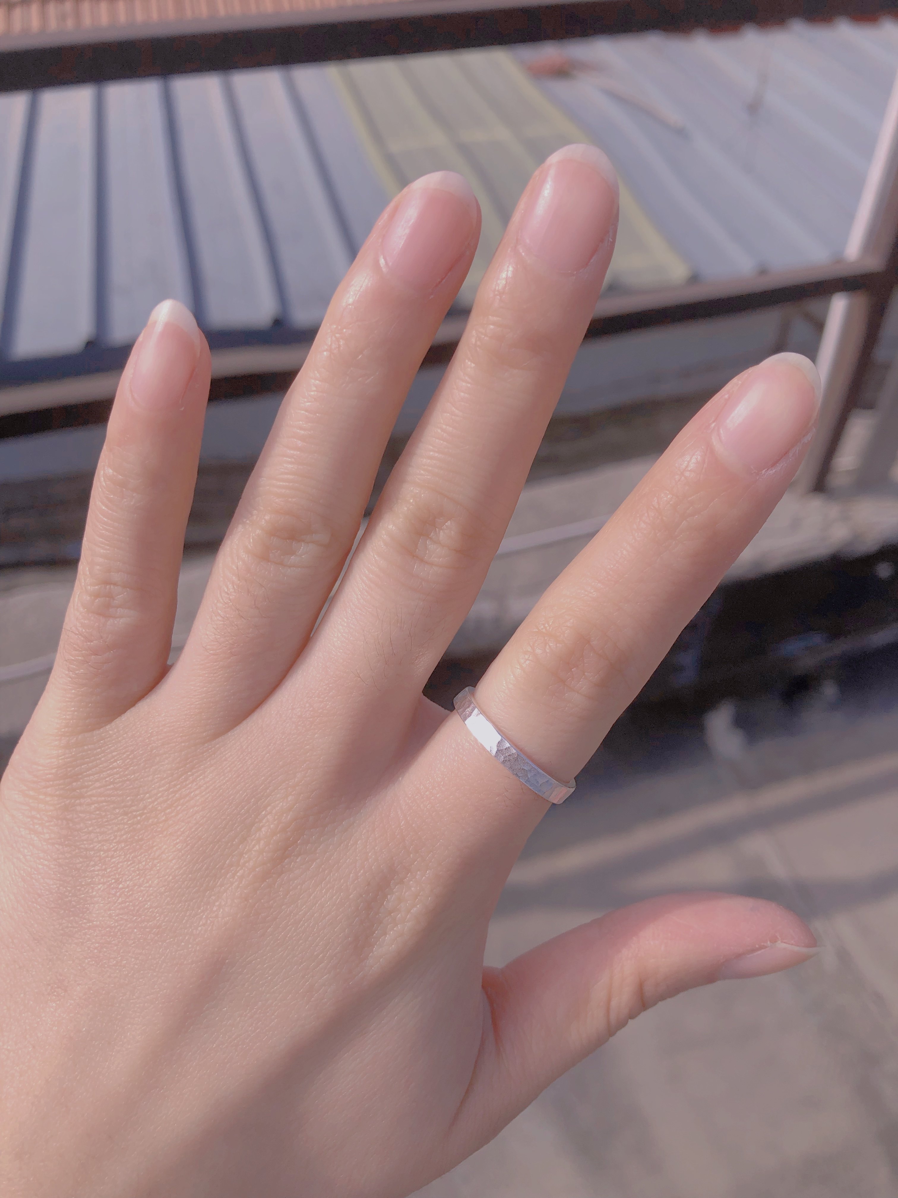 纯银手工锤纹戒指足银闭口个性食指情侣戒女戒指