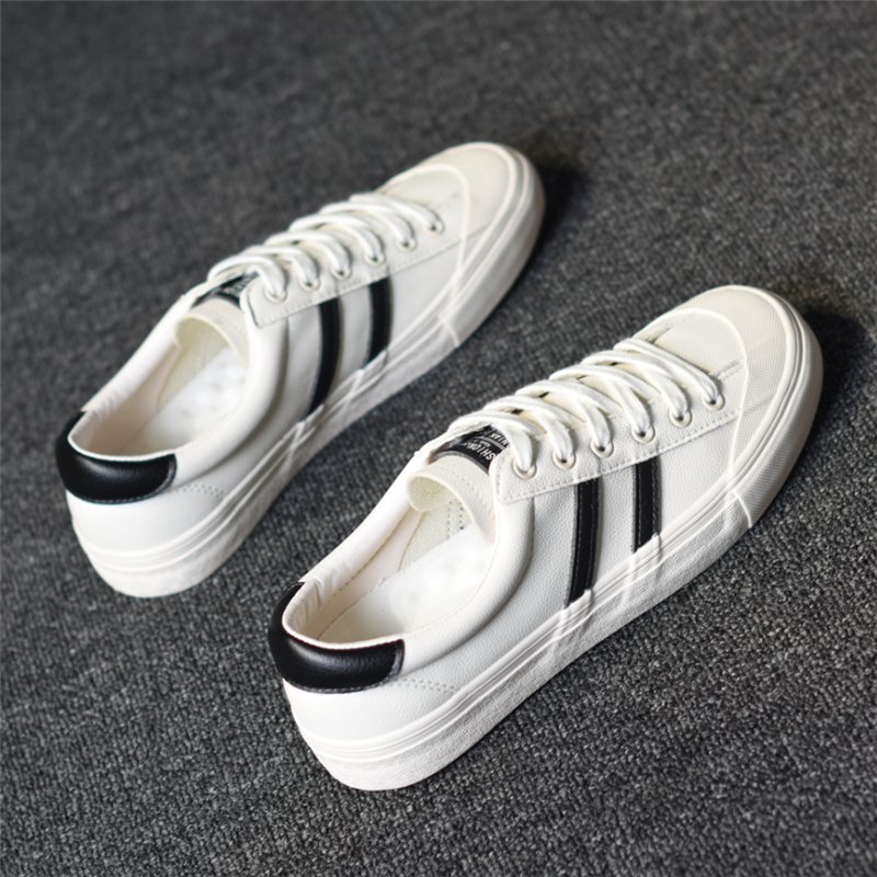 环球2022新款皮面低帮帆布鞋男韩版潮流百搭休闲小白鞋男学生板鞋