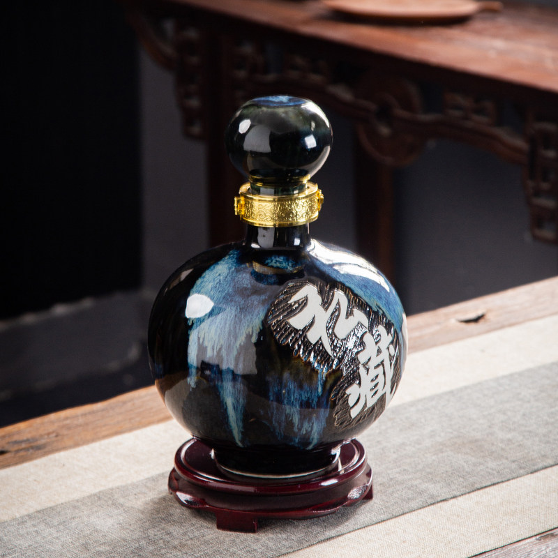 陶瓷酒瓶古风的空酒瓶5斤家用白酒装密封存酒坛子小酒壶 - 陶御轩