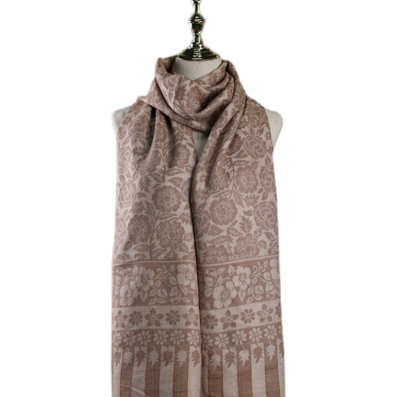 印度克什米尔山羊绒围巾卡尼披肩单面机织古董kani围巾