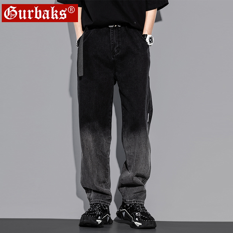 2021年秋冬季新款牛仔裤男潮牌直筒宽松网红韩版潮流休闲阔腿裤子