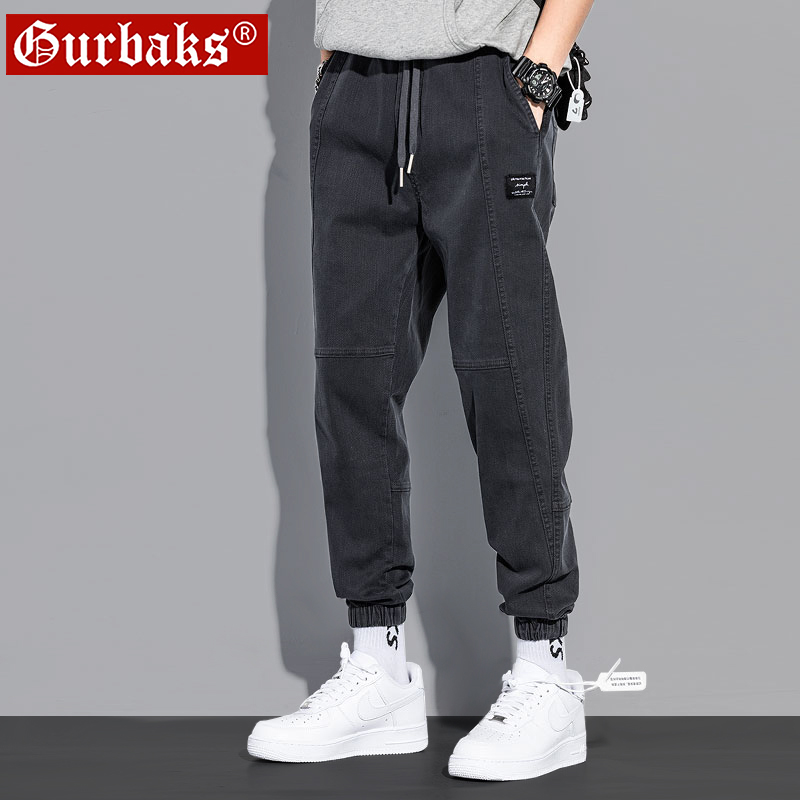 牛仔裤男士潮牌ins韩版百搭宽松束脚休闲裤灰色潮流高街美式裤子