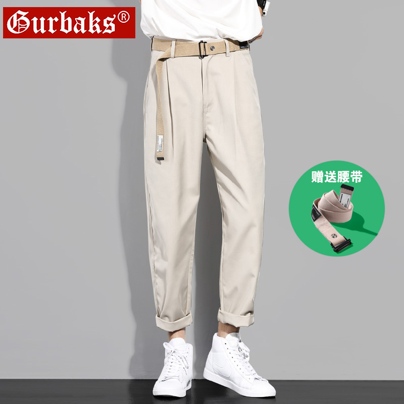 休闲裤男宽松潮流潮牌百搭直筒长裤西装卡其色高级感男生ins裤子