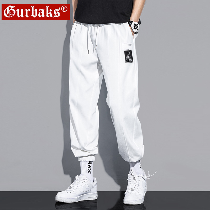 运动裤男潮流束脚休闲潮牌痞帅宽松百搭卫裤帅气白色高街美式裤子