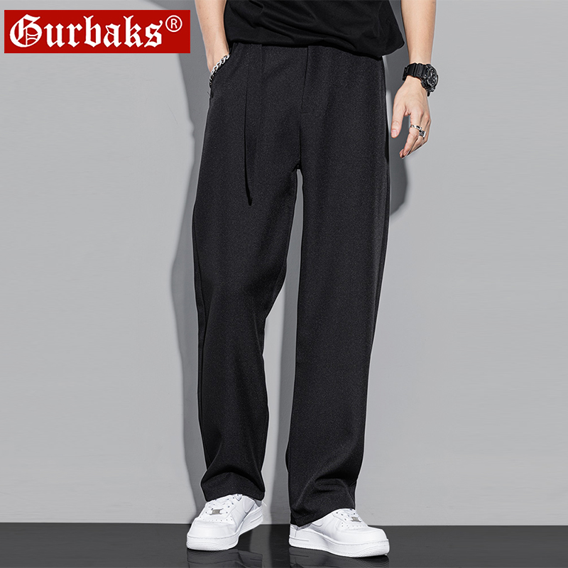 休闲裤男士宽松长裤韩版潮流潮牌垂感西裤直筒百搭黑色高级感裤子