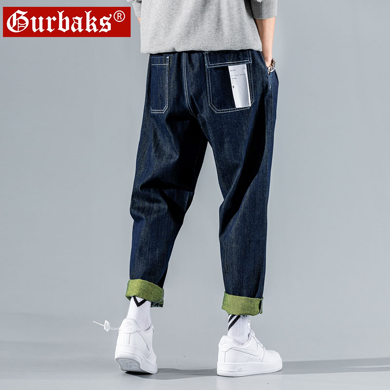 春夏季牛仔裤男士直筒宽松潮牌潮流休闲深蓝直筒百搭美式欧美裤子