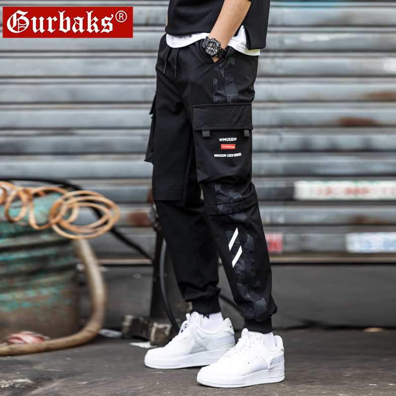 GURBAKS束脚工装裤男潮牌加绒加厚学生帅气青少年运动休闲长裤子