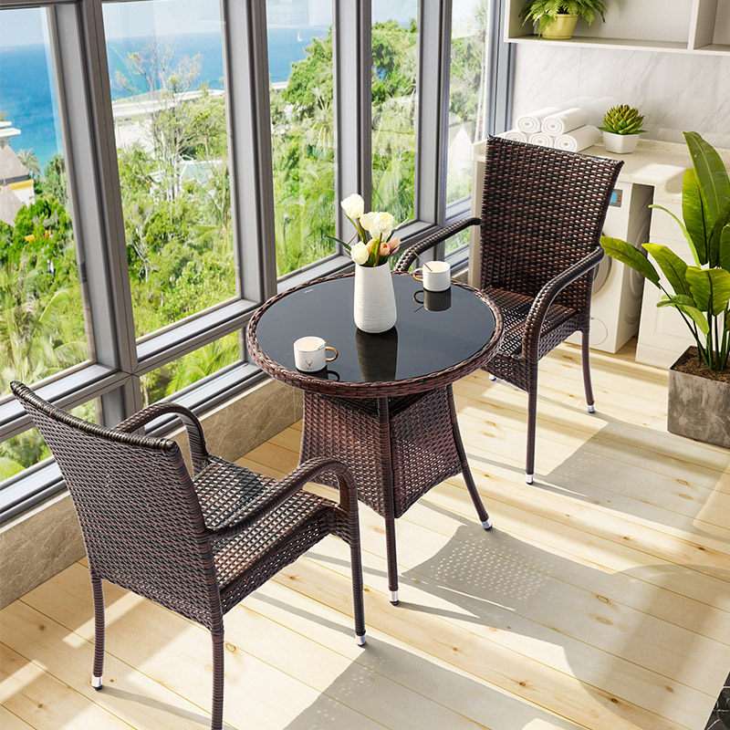 藤椅三件件套茶几组合腾滕椅子露台阳台茶桌桌椅套件