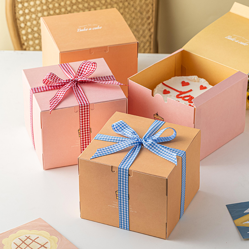 蛋糕盒高档ins风四寸生日蛋糕4寸正方形烘焙包装商用礼物蛋糕盒子