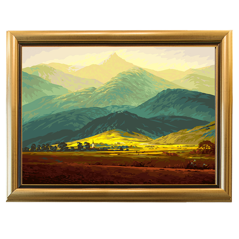 自油自画 数字油画diy 大幅客厅玄关卧室手绘风景装饰画 巨人山