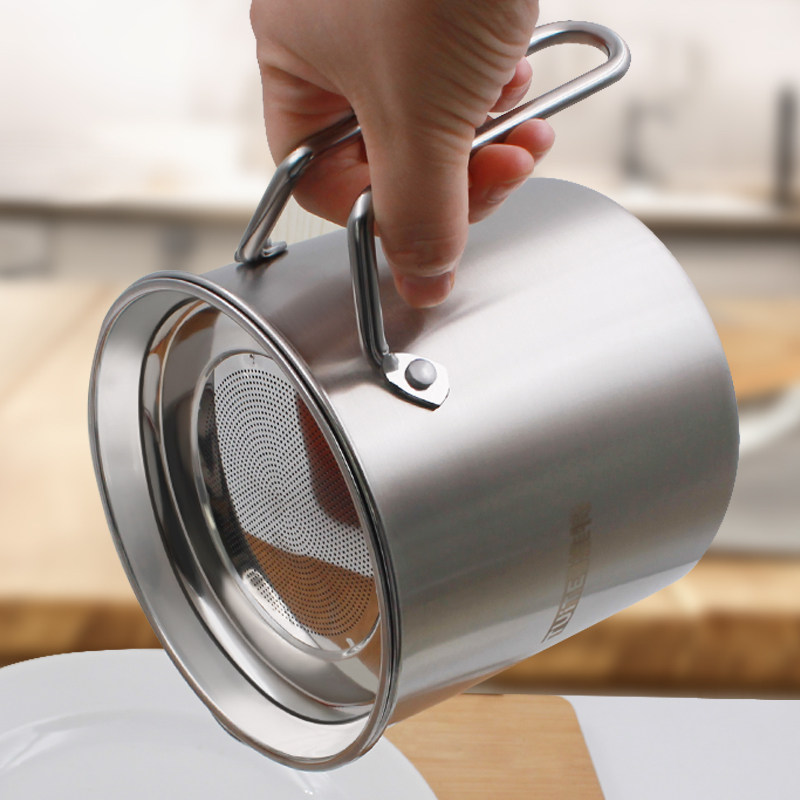 不锈钢油壶大容量过滤油渣猪油储油罐厨房家用防漏油壶