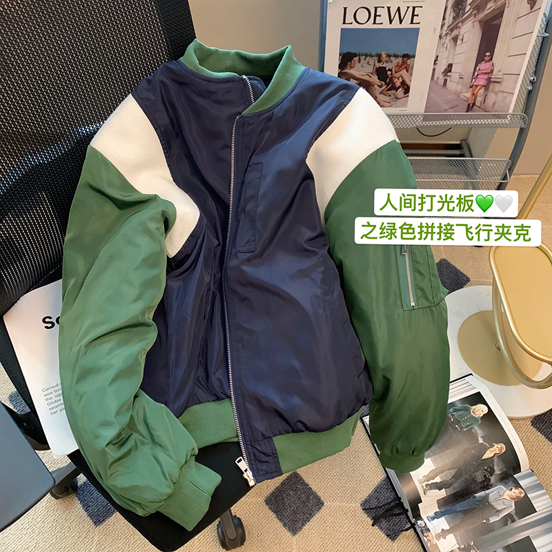 国潮设计感小众拼接工装外套男女春秋季oversize高街复古宽松夹克