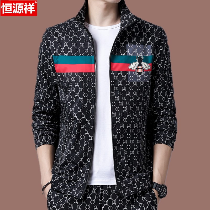 恒源祥桑蚕丝夹克外套男青年潮流帅气男装春秋2022年新款外搭开衫
