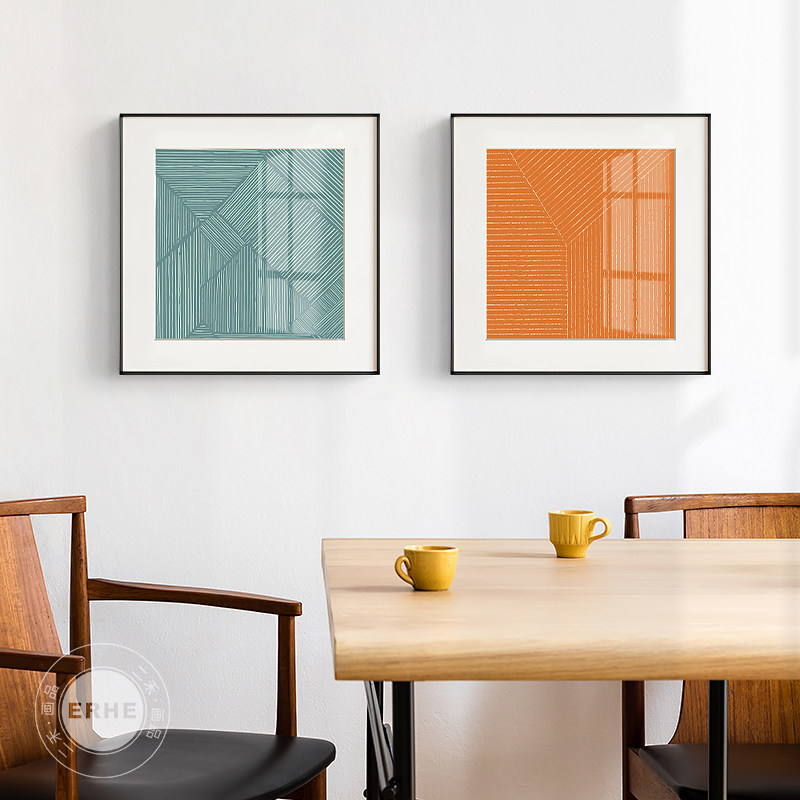 纯色纹理现代简约艺术极简客厅装饰画北欧橙黄黄色现代装饰画