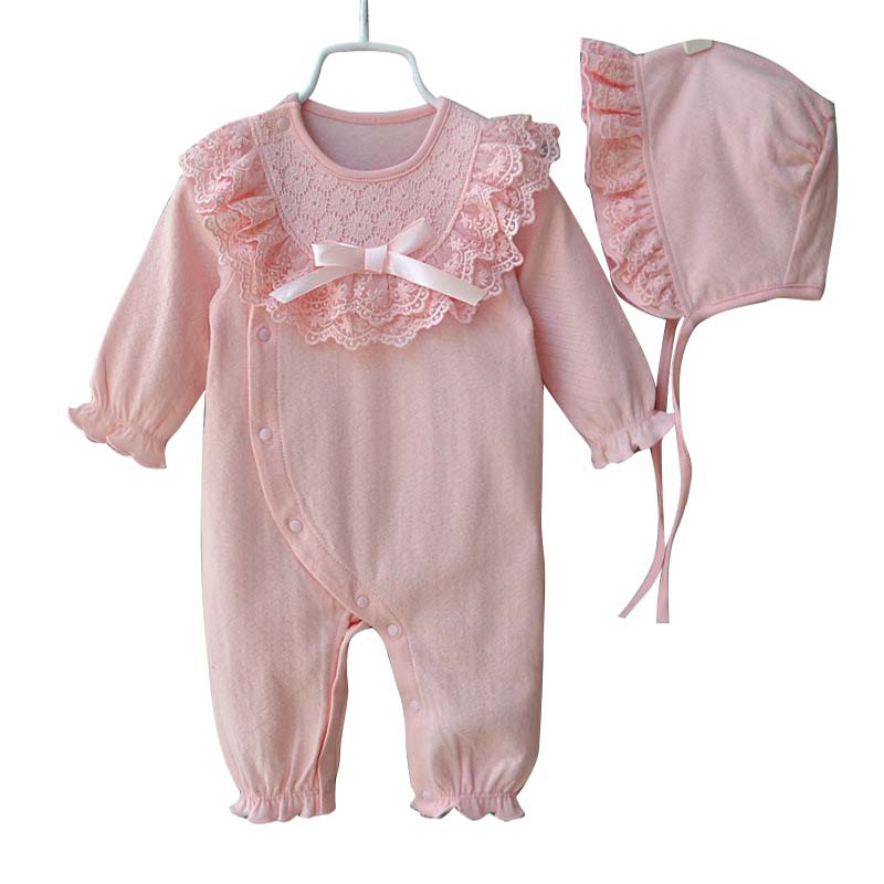 59码婴儿连体衣春秋三四个月女宝宝衣服春装新生儿外出纯棉满月服