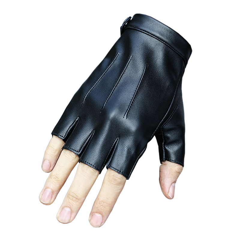 薄款开车漏指无指半只摩托车半截加绒加厚男露指手套