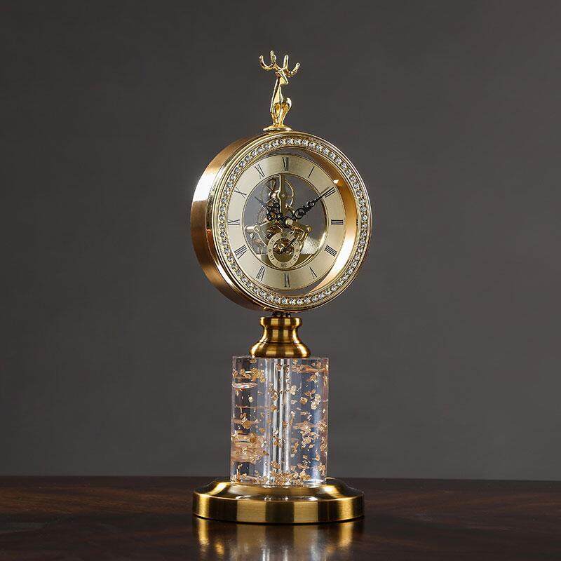 欧式鹿头轻奢机械座钟美式奢华复古钟表创意座钟