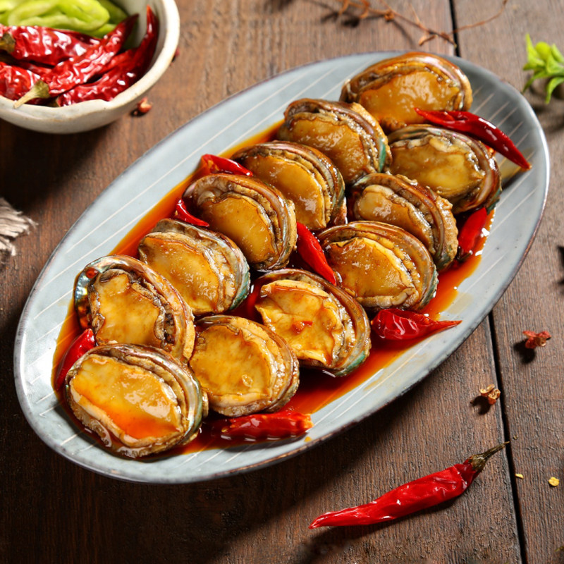 鲍鱼香辣野生仔鲜活现海豚海鲜即食熟食15只鲍鱼