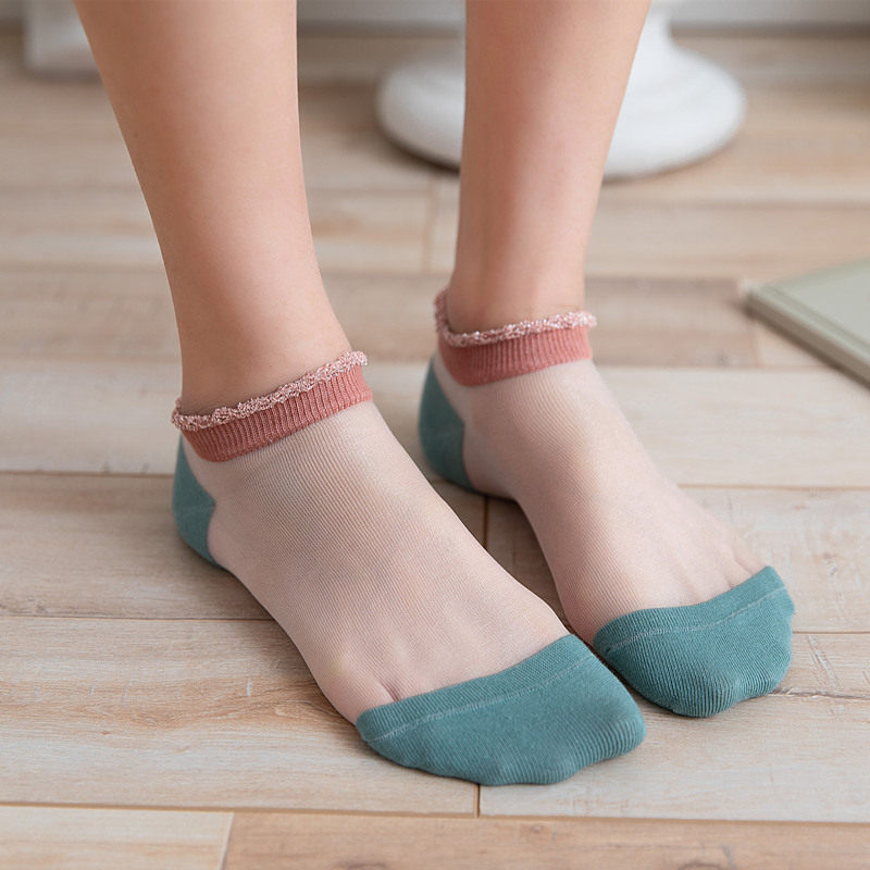 丝袜夏天子女薄款日水晶玻璃丝短袜口船短袜