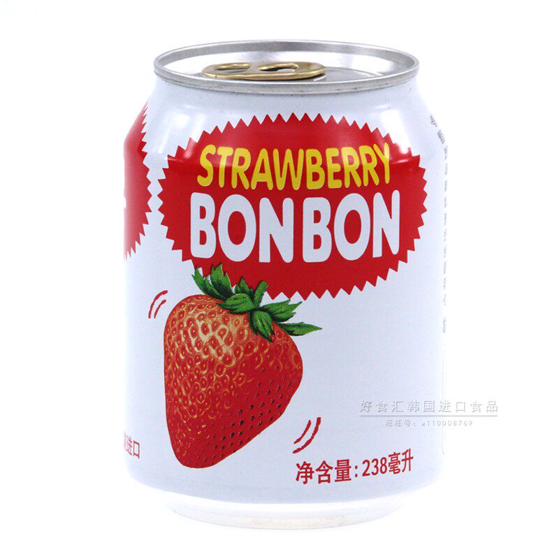 韩国进口饮料果粒果汁饮品果肉夏季 海太草莓汁238ml罐装 休闲零食