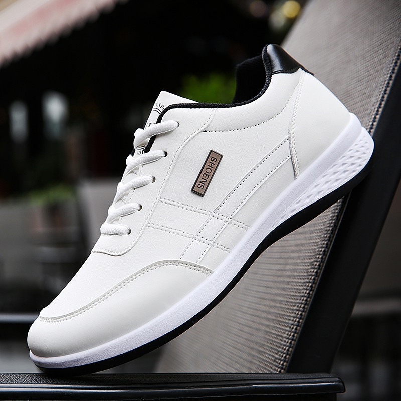 回力男鞋皮面运动鞋2022春季新款百搭潮鞋白色防水透气男士休闲鞋