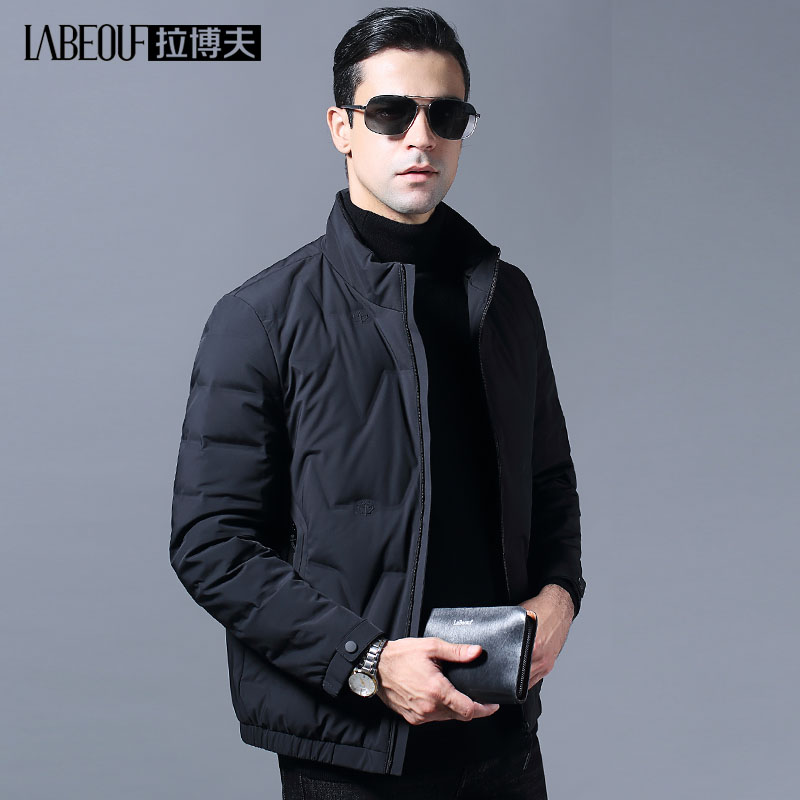 拉博夫品牌冬季轻薄保暖羽绒服男中青年时尚修身白鸭羽绒加厚外套