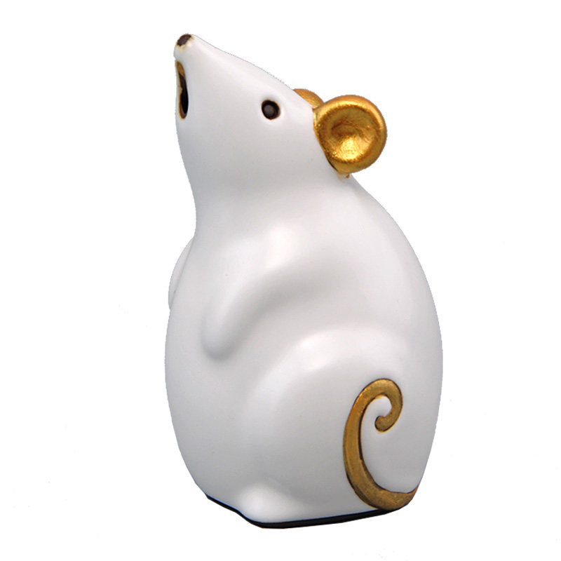 创意十二生肖小老鼠摆件家居客厅茶几茶桌装饰品汝窑摆件