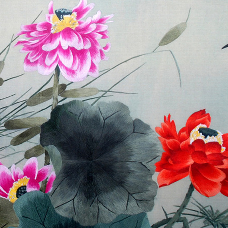 古吴女红玄关装饰画中式新中式客厅挂画成品苏绣刺绣苏绣