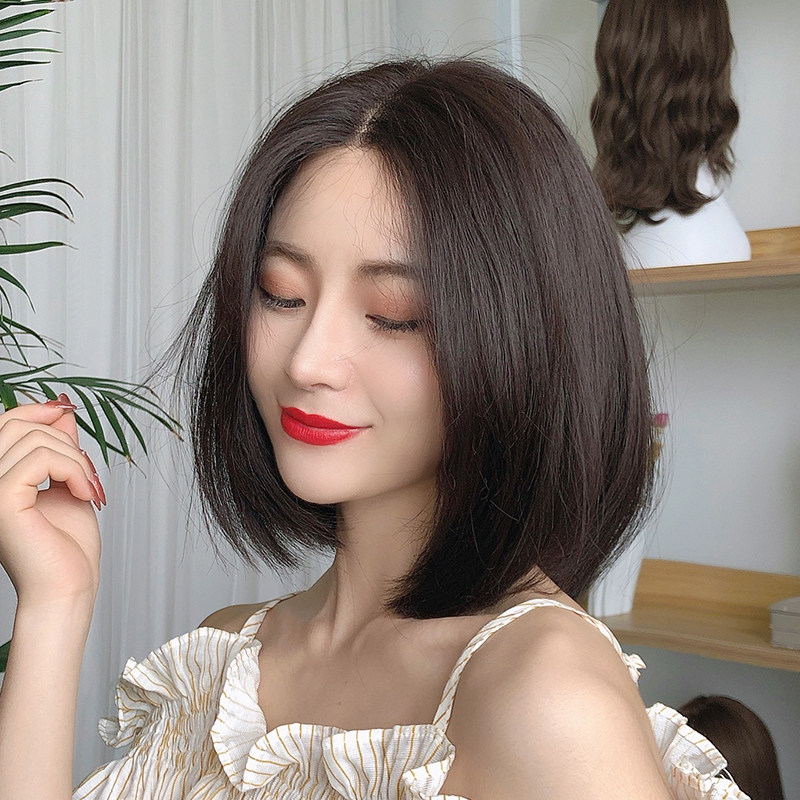 假发女中中短发型无痕蕾丝初恋头内扣直发套整顶假发