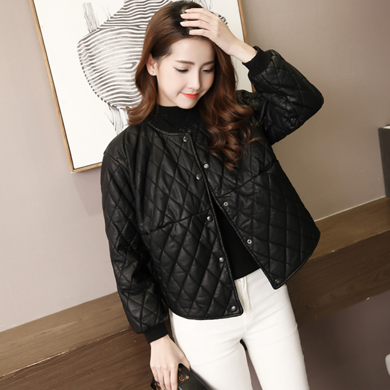 PU皮衣女冬棉服外套短款2021新款爆款韩版皮尤小外套宽松大码保暖