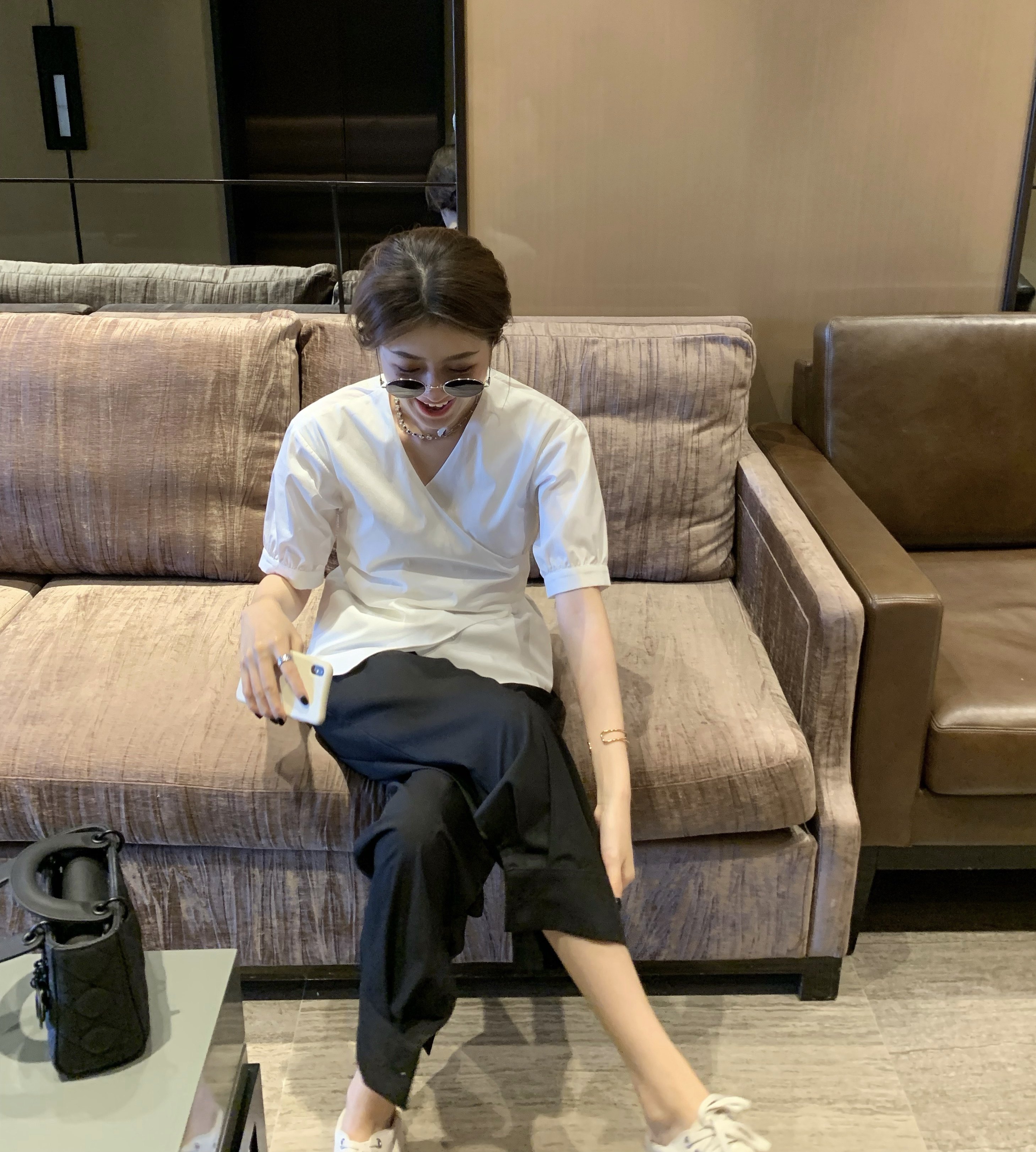 顽童大人日式和服衬衫夏季休闲纯色百搭白色衬衫