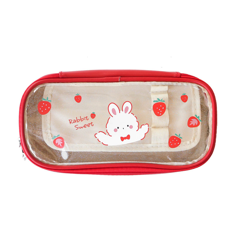 草莓透明笔袋大容量学生考试女孩ins女生2021笔袋