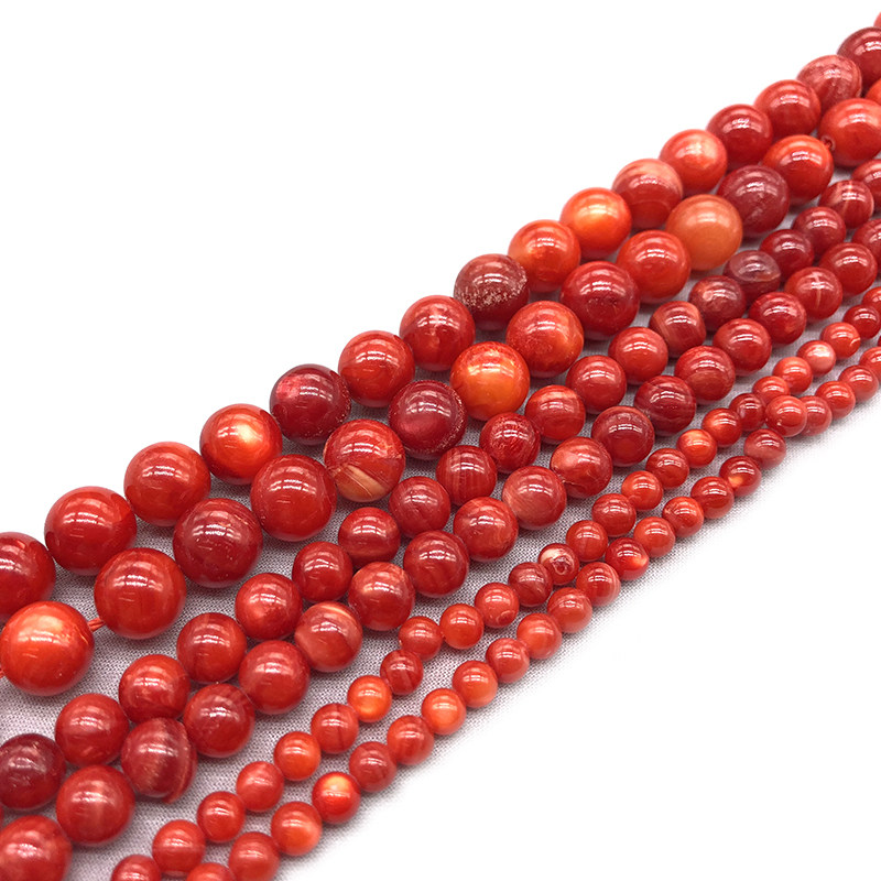 天然油染海贝壳珍珠红色色散珠子配件耳饰手工其他diy饰品配件