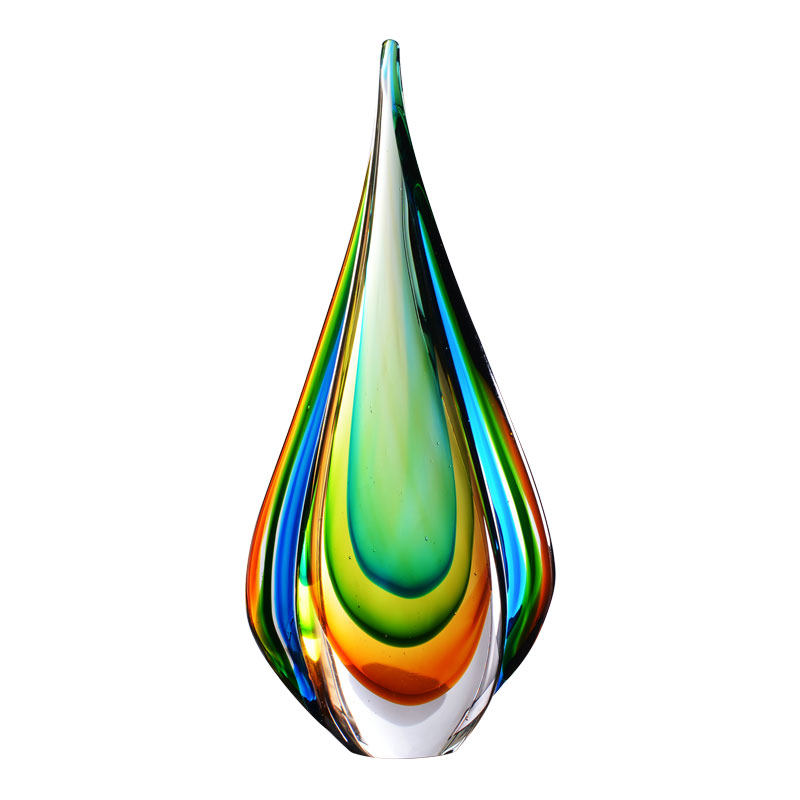 北欧轻奢水晶琉璃工艺品花瓶创意水滴摆件现代简约摆件