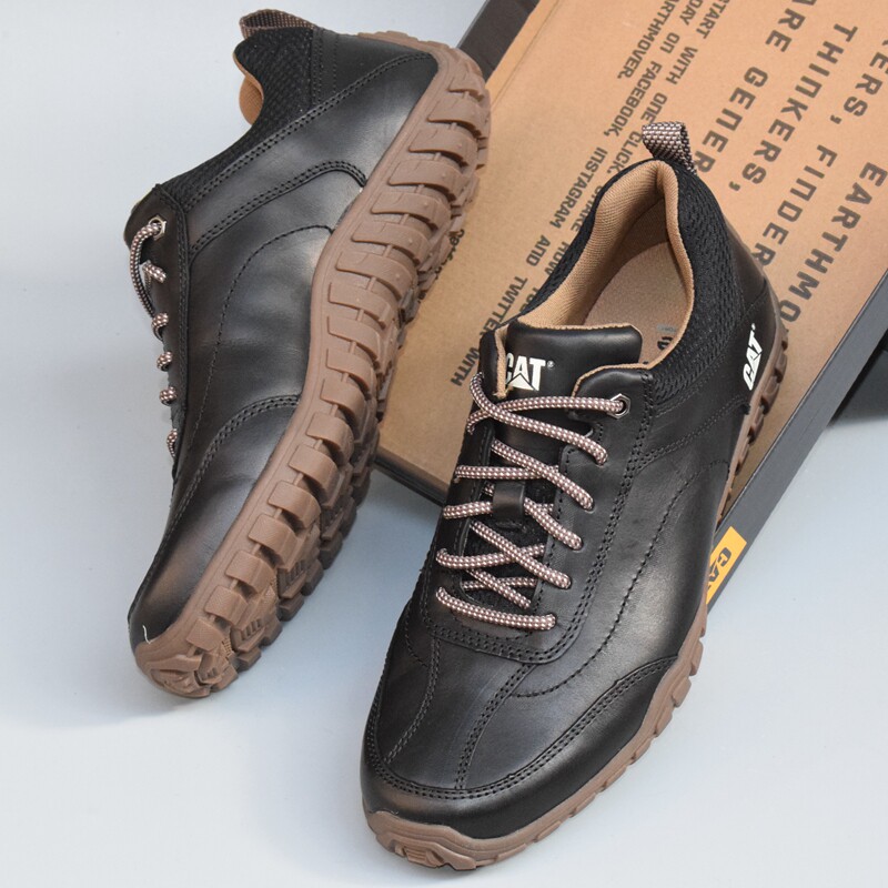cat男鞋低帮休闲头层牛皮户外户外运动运动鞋防滑时尚休闲鞋