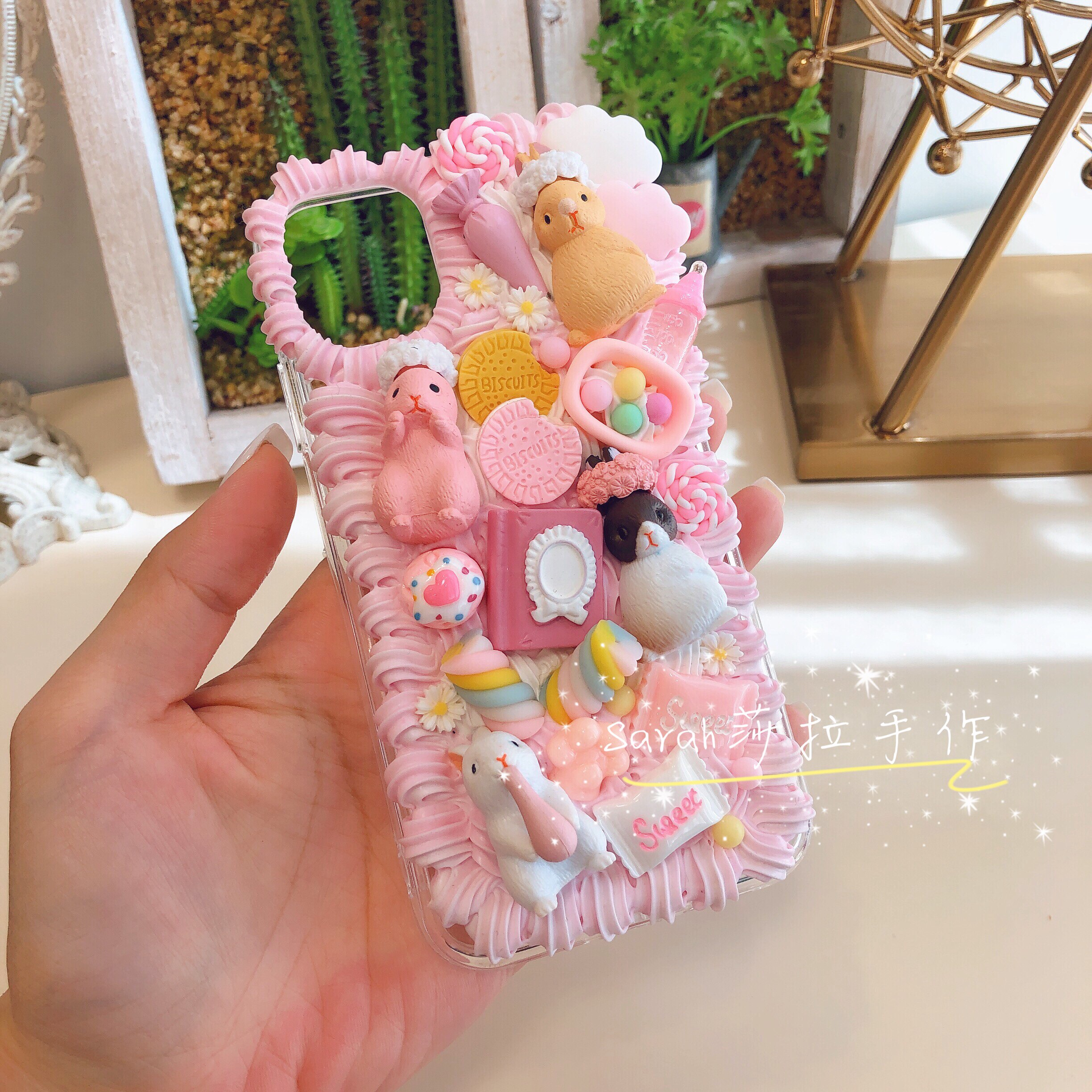 小兔兔子可爱温柔女生立体满铺款定制机型手作手机壳