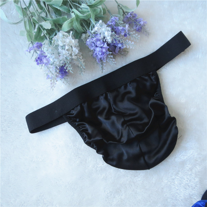 2件包邮男士内裤真丝桑蚕蚕丝丁字裤性感低腰男生男丁字裤