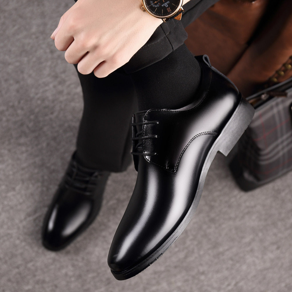 皮鞋真皮男鞋春季新款男士系带鞋子青年商务正装皮鞋