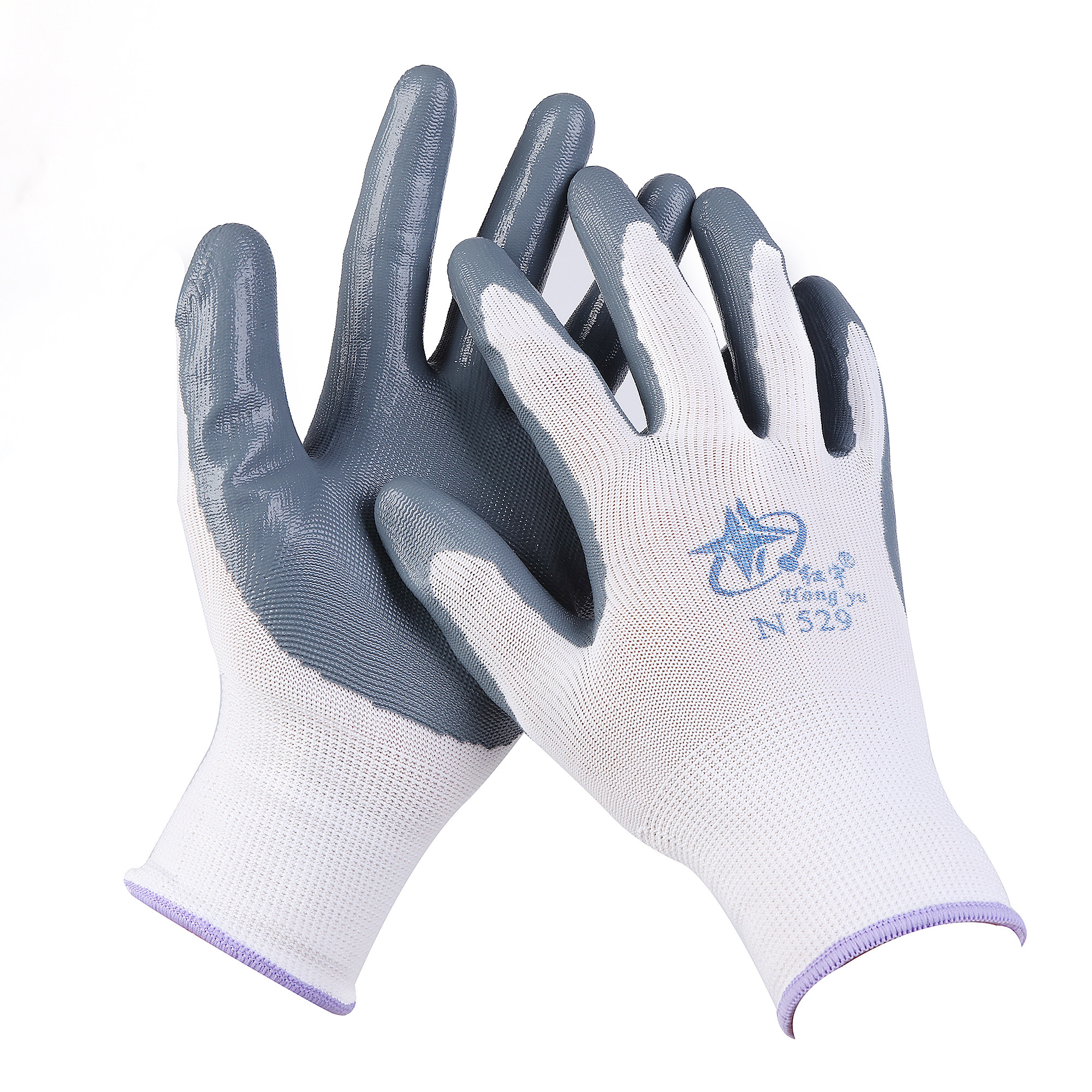 正品星宇红宇n529劳保工作防护手套浸胶耐磨防滑尼龙丁腈防水防油