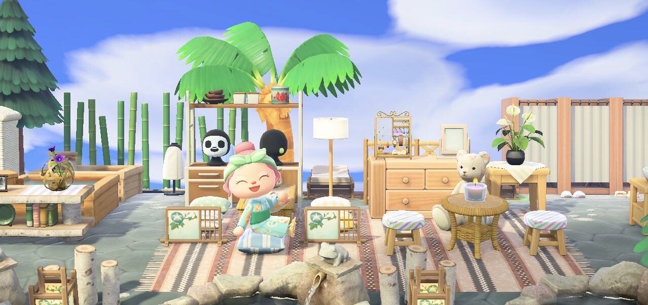 露天日系温泉spa道具动森户外泡汤区动物森友amiibo