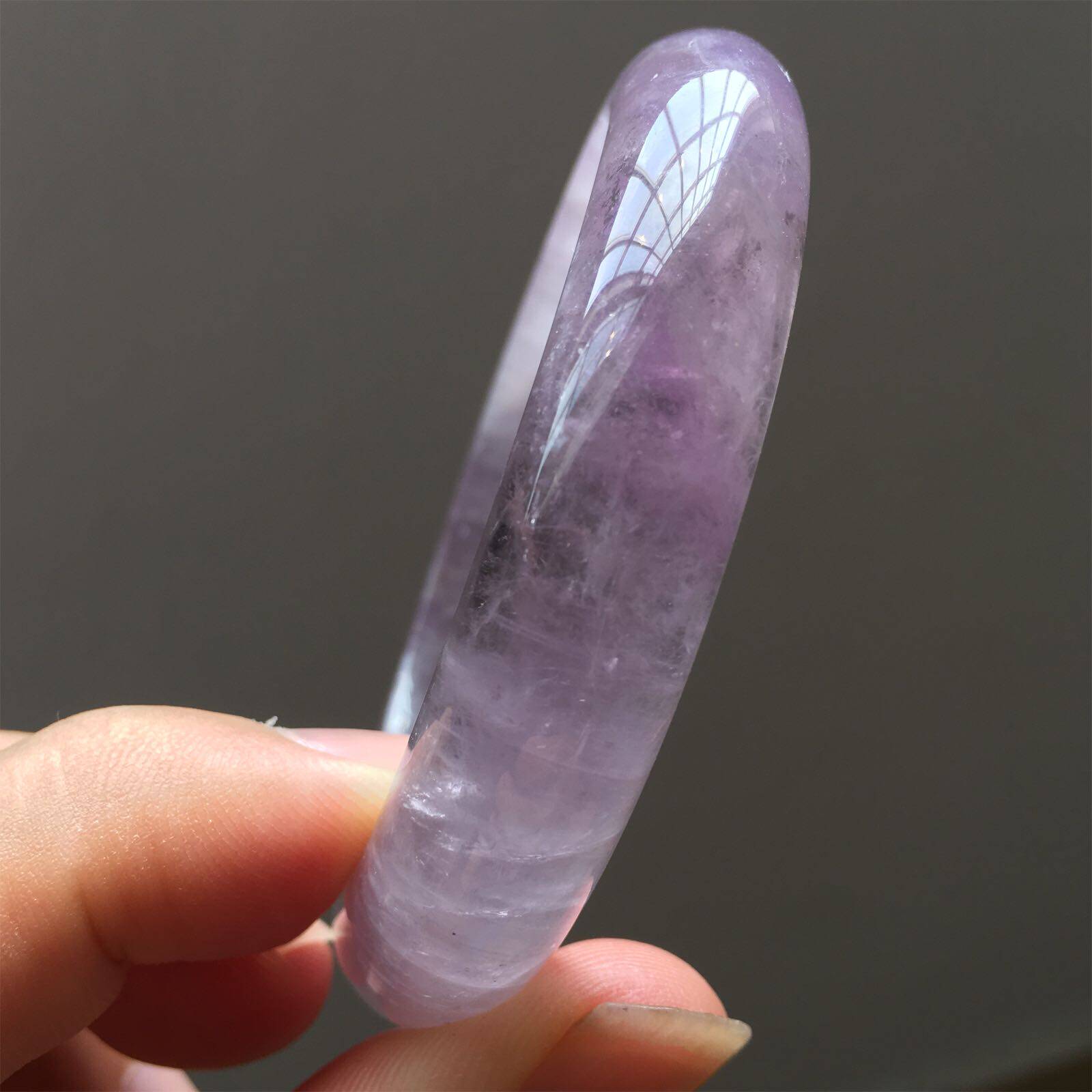 天然冰透薰衣草紫水晶手镯饰品窄条渐变变色一物一图手镯