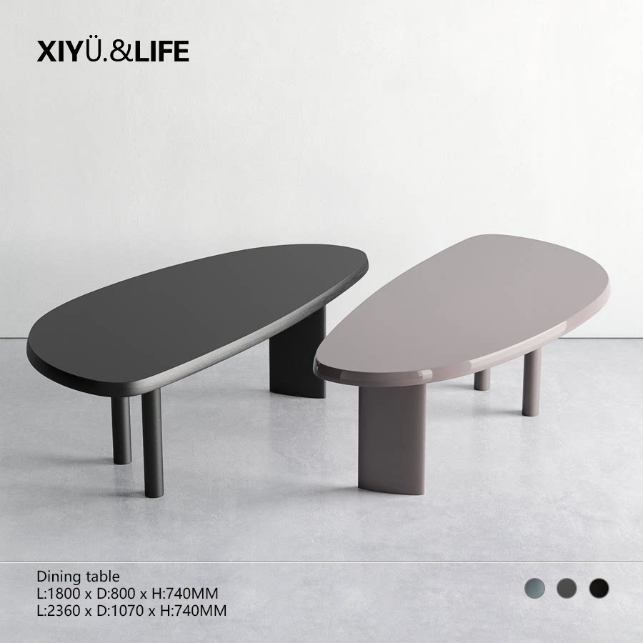 设计师异形实木餐桌椭圆三角形书房办工桌高端大户板木餐桌