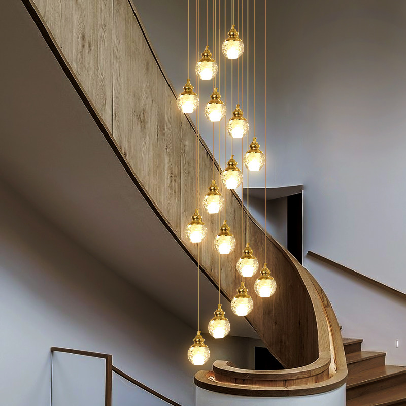 吊灯水晶灯楼梯北欧轻奢客厅灯具现代个性时尚客厅吊灯