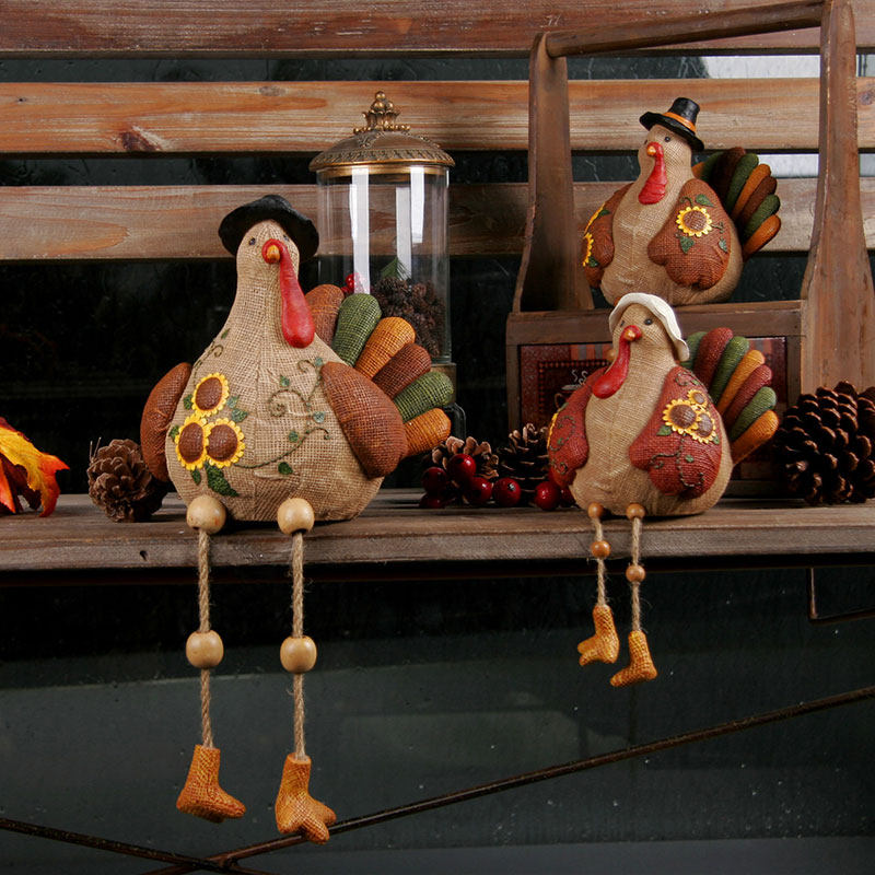 创意仿真火鸡摆件丰收节橱窗拍摄道具场景布置桌面秋天节日装饰品