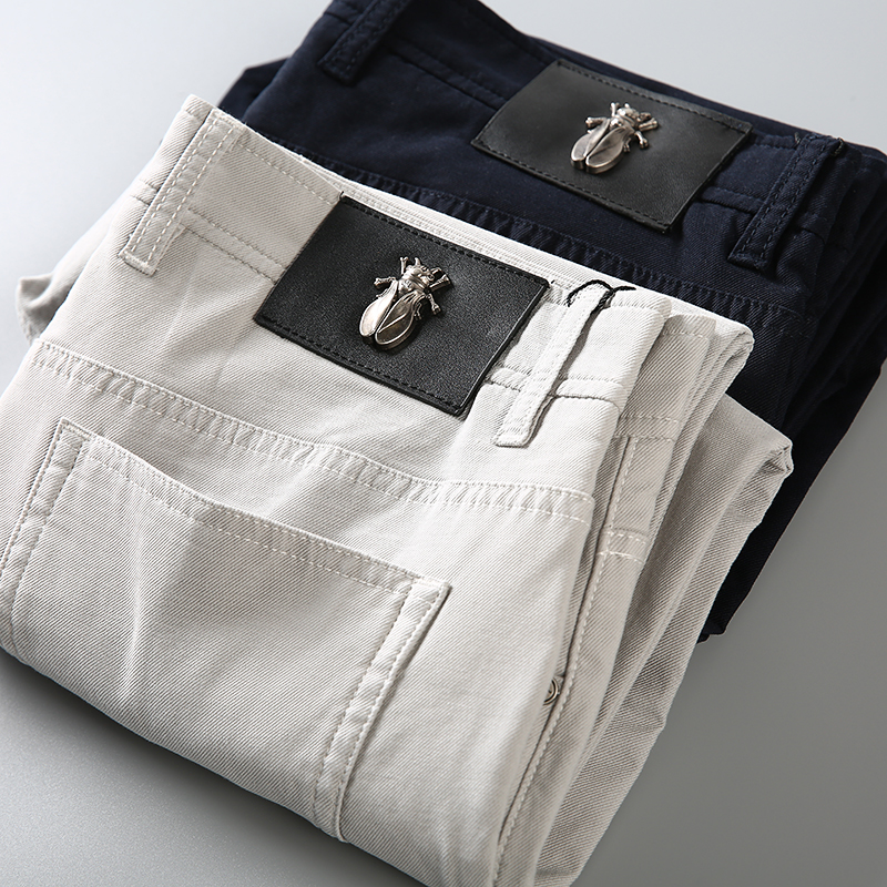 夏季新款高弹力休闲裤天丝棉简洁五袋款修身休闲男裤中青年长裤子