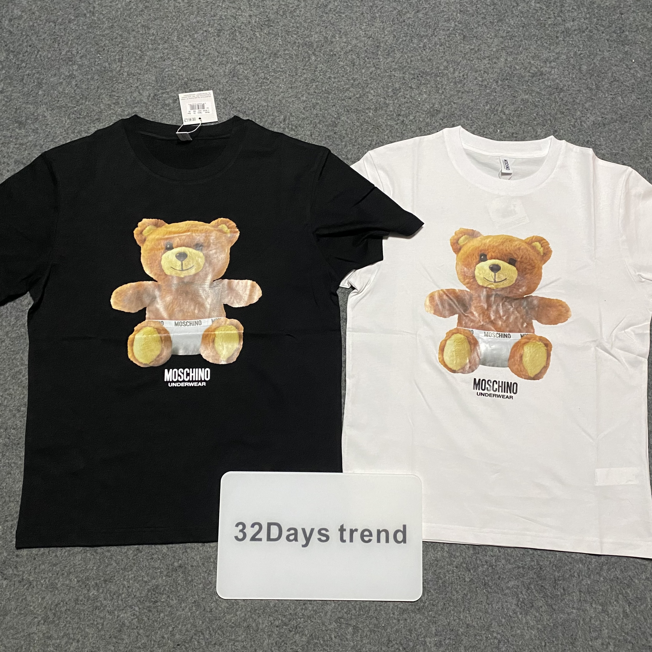MOSCHINO 莫斯奇诺 17SS 经典黑白小熊内裤熊尿布熊短袖 t恤tee