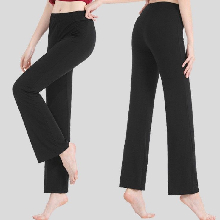 裤女舞蹈练功裤直筒微喇形体喇叭健美操训练黑色健美操下装